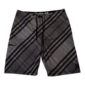Hurley Board Shorts Zip Pocket Stripes Swim‎